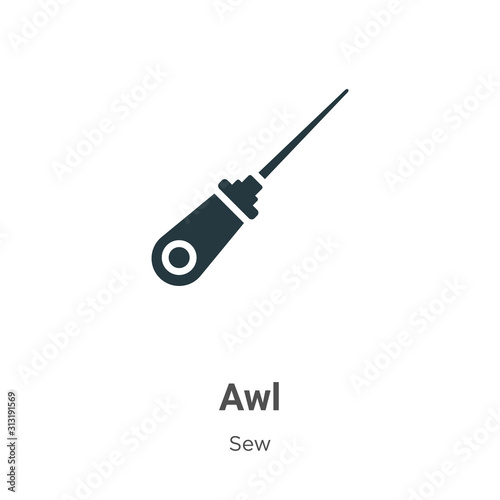 Awl glyph icon vector on white background. Flat vector awl icon symbol sign from modern sew collection for mobile concept and web apps design.