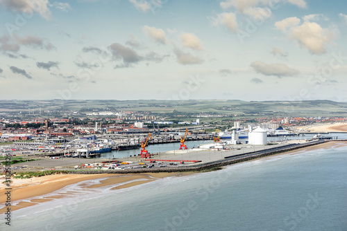 nice view of the city of Calais and its port seen from the sky