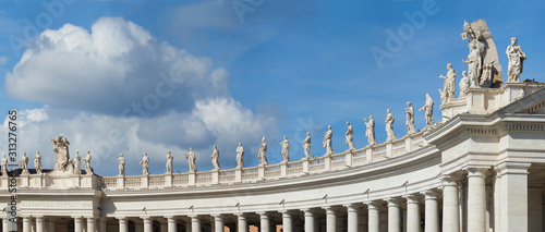 Panorama of the Statues in Saint Peters Square Vatican City, Rome