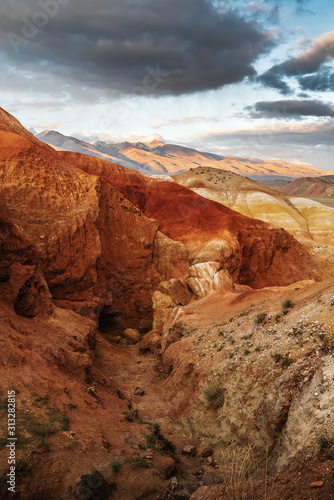 "Martian" landscapes. Chui steppe, Kyzyl-Chin valley. Autumn in the Altai Mountains