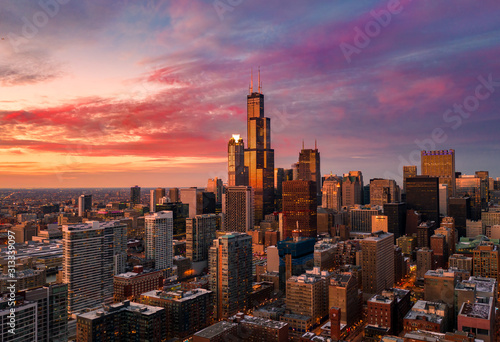 Chicago aerial view of west loop