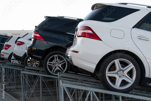 SUV cars in a row. Used car market.