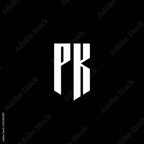 PK logo monogram with emblem style isolated on black background