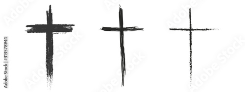 Set hand drawn cross. Vector cross. The cross is made with a brush.