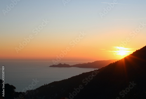 Tramonto sul mare tra Zoagli e Portofino