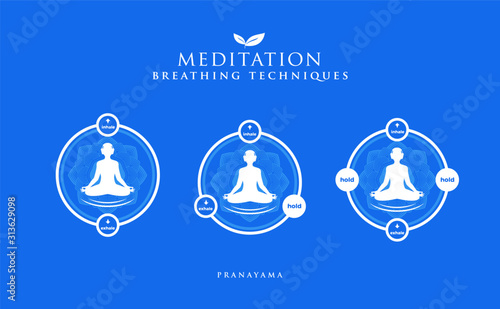 breathing techniques of Meditation. Isolated Vector Illustration.