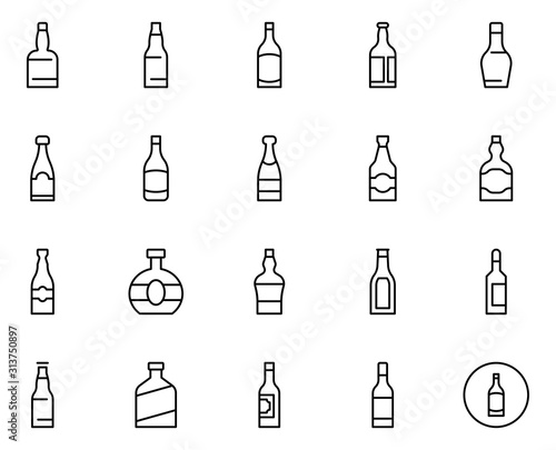 Alcohol line icon set