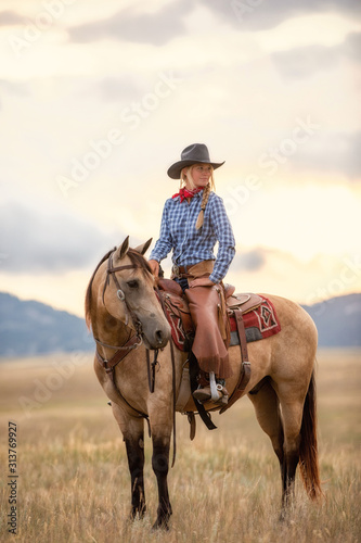 cowgirl and horse