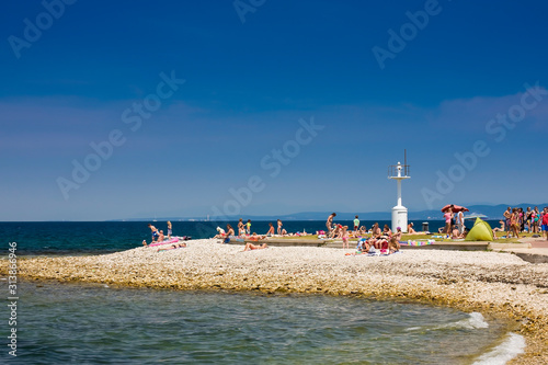 Beach near marina of Izola, Adriatic Slovenia, Europe,