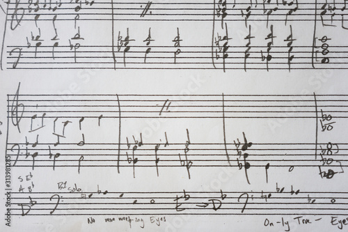 Handwritten sheet music on clean white paper