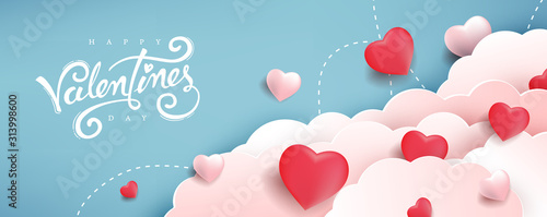 Valentines day background with Heart Shaped Balloons. Vector illustration.banners.Wallpaper.flyers, invitation, posters, brochure, voucher discount.