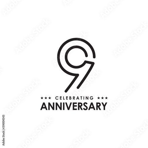 9th year anniversary emblem logo design vector template