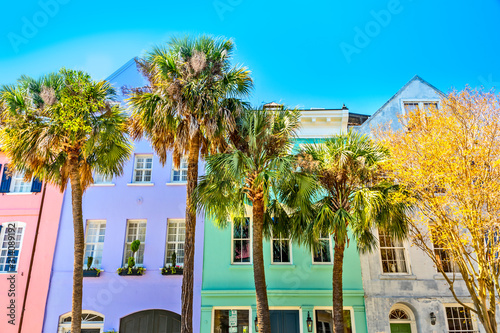 Colorful Rainbow Row, Charleston SC