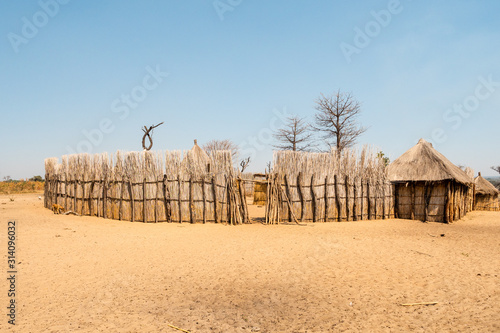 Mafwe Kraal, a Homestead of Natives in Namibia