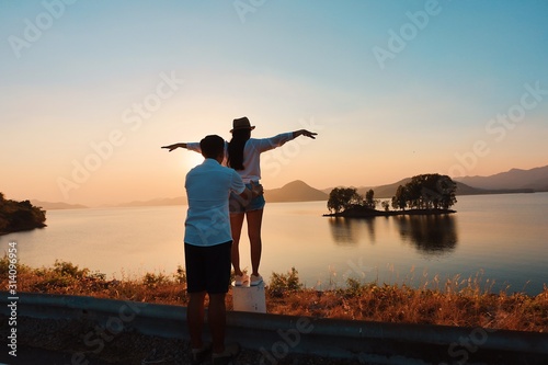 Couple lover at sunset