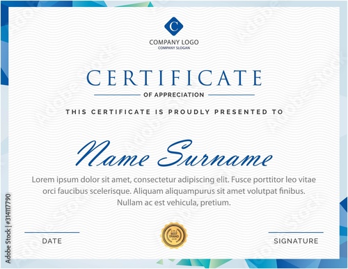 Creative blue Creative certificate design