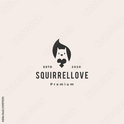squirrel love logo vector icon illustration hipster vintage retro