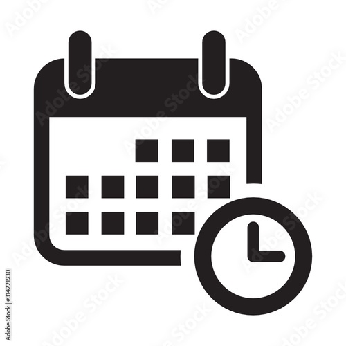 calendar and clock time, date, event, deadline, agenda icon