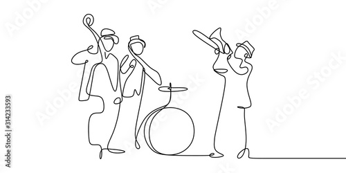 continuous line drawing of jazz music.