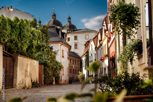 Olomouc, Hrncirska street - Romantic street in the old town with church of st. Michael.