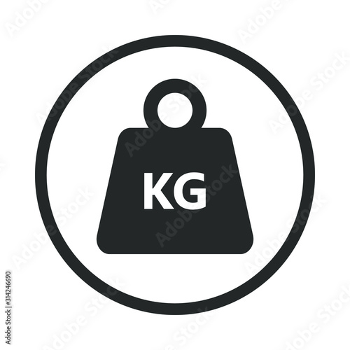 Kilogram weight graphic Icon. KG weight sign in the circle isolated on white background. Vector illustration