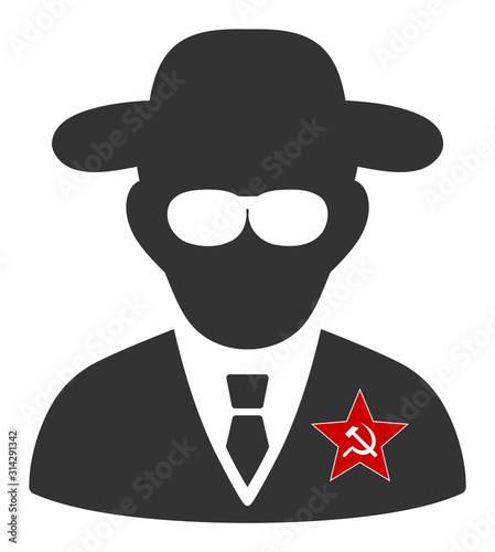 KGB spy vector icon. Flat KGB spy symbol is isolated on a white background.
