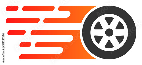 Rush car wheel vector icon. Flat Rush car wheel symbol is isolated on a white background.