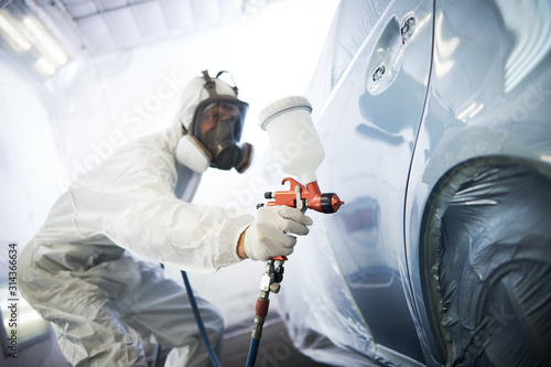 car painting in chamber. automobile repair