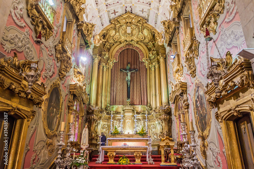 BRAGA, PORTUGAL - OCTOBER 15, 2017: Interior of the Holy Cross (Santa Cruz) Church in Braga, Portugal