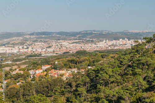 Aerial view of Algueirao–Mem Martins town in Portugal