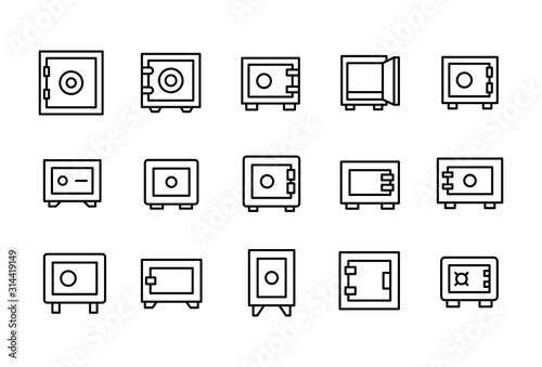 Set of safe related vector line icons.