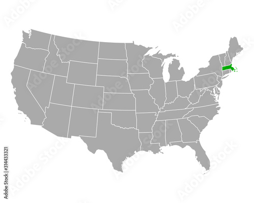 Karte von Massachusetts in USA