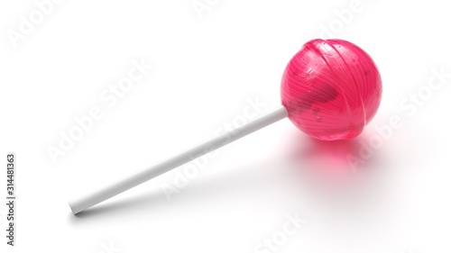 Sweet pink lollipop on stick