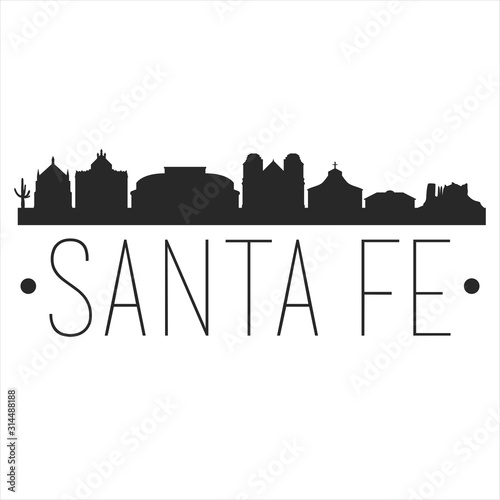 Santa Fe New Mexico. City Skyline. Silhouette City. Design Vector. Famous Monuments.
