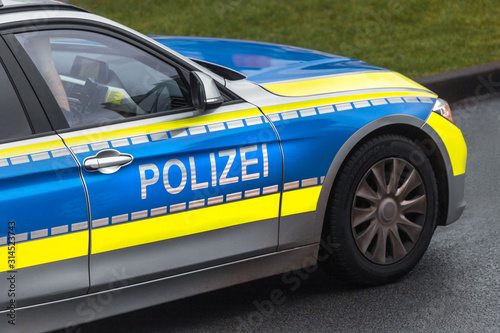 modern german police car on the road