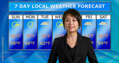  Asian American meteorologist reporting weather