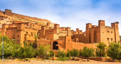 Amazing view of Kasbah Ait Ben Haddou near Ouarzazate in the Atlas Mountains of Morocco. UNESCO World Heritage Site since 1987. Artistic picture. Beauty world.