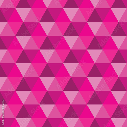 Abstract seamless pattern of repeating hexagons with pink triangles. Vector Illustration. Background.