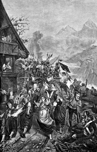 1798 - Victory at Rothenthurm in Canton of Schwyz in Switzerland: people raise against the French army during the French invasion of Switzerland