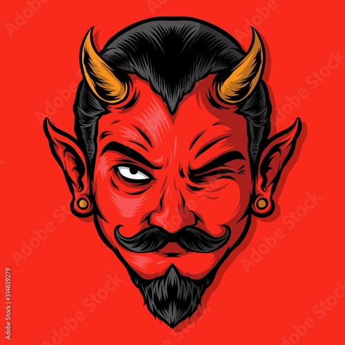 wicked red devil logo illustration