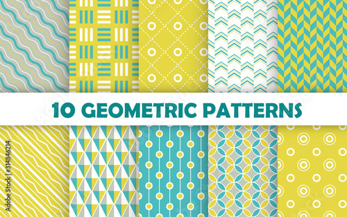 Set of geometric seamless pattern.