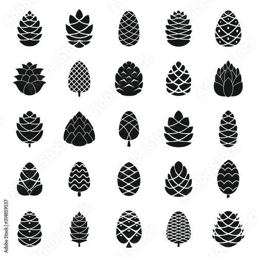 Pine cone icons set. Simple set of pine cone vector icons for web design on white background