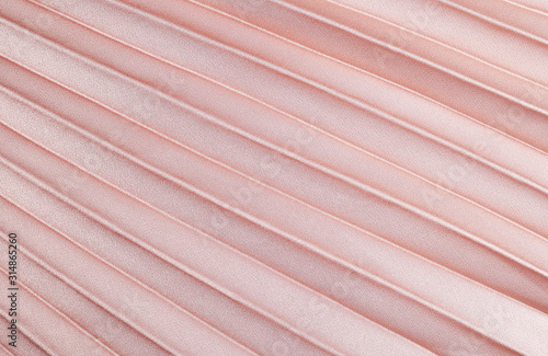 Peach pleated satin fabric