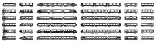 Subway train vector illustration on white background .Set black icon transport metro.Vector illustration set icon subway train.