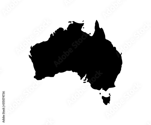 Australia vector icon isolated. Flat vector illustration. Australia black icon. Black Australia map. Geography concept.