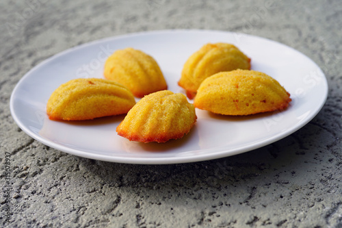 A plate of French madeleine cakes