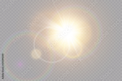 Vector transparent sunlight special lens flare light effect