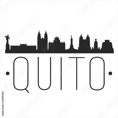 Quito Ecuador. City Skyline. Silhouette City. Design Vector. Famous Monuments.