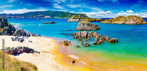 Noja Beach in Cantabria,Spain.Scenic coasts and coastal towns in northern Spain.