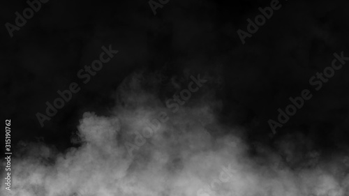 Paranormal mystic smoke on the floor. Fog isolated on black background.